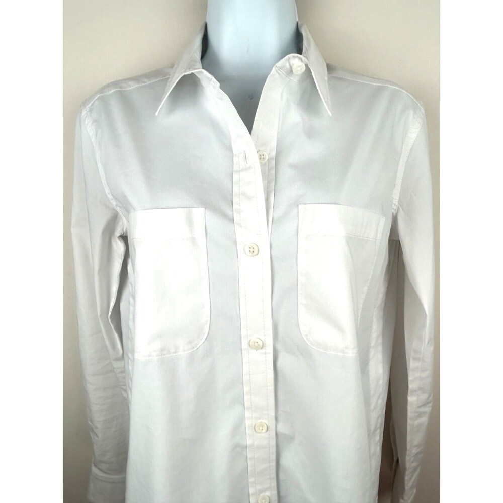 Athleta Long White Cotton Blend Shirt Tunic Cover Up Size XS